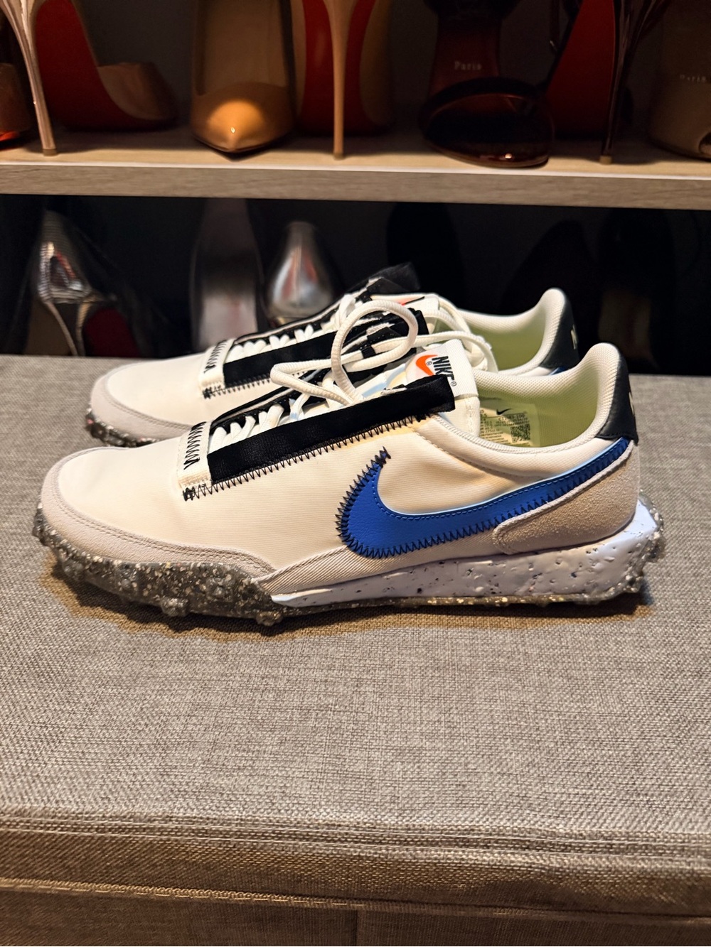 Unisex Nike White and Black Waffle-Style Sneakers
